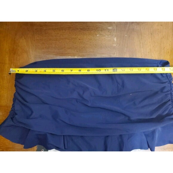 Island Escape Skirtini Navy Blue Ruffled Skirted Tummy Bikini Bottom Size 16 NWT - Picture 4 of 5